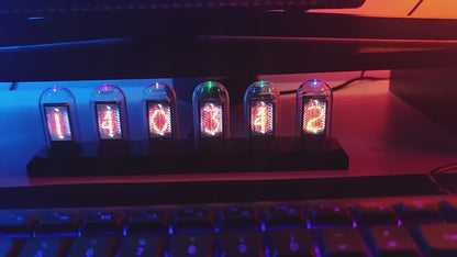 RGB LED Nixie Tube Clock – DIY IPS Display with 16M Colors, App Control, Temp & Weather Display, Modern Home Decor Gift
