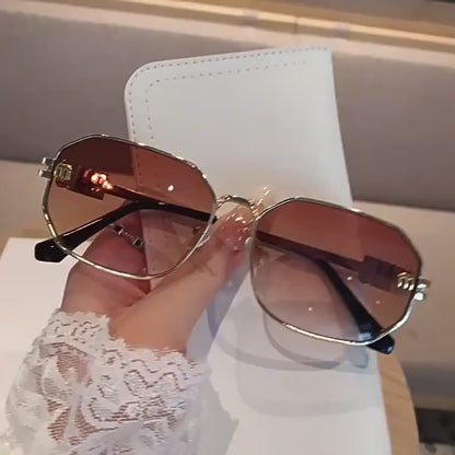 Stylish Polygonal for Women - Designer Retro Metal Punk Fashion Shades, Unisex Black Eyewear