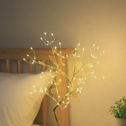 Golden Leaf Tree Lamp – 72 LED USB-Powered Decorative Light with Elegant Branch Design for Home & Events