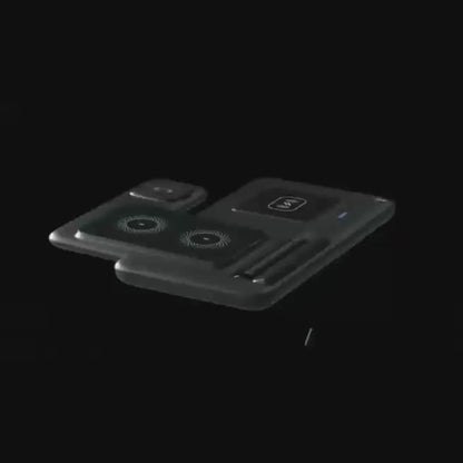 3-in-1 Magnetic Wireless Charging Station – Adjustable Stand USB Charger for iPhone, Apple Watch & AirPods (No Battery Needed)