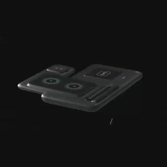 3-in-1 Magnetic Wireless Charging Station – Adjustable Stand USB Charger for iPhone, Apple Watch & AirPods (No Battery Needed)